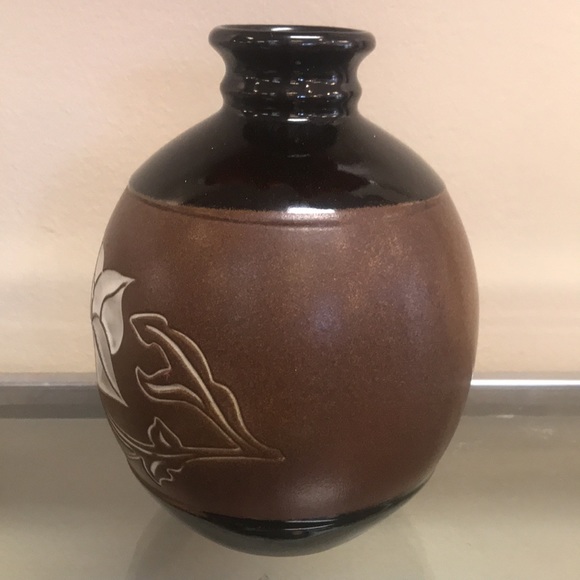 Vintage Pottery Craft Robert Maxwell Stoneware Floral Lily Vase - Picture 2 of 8